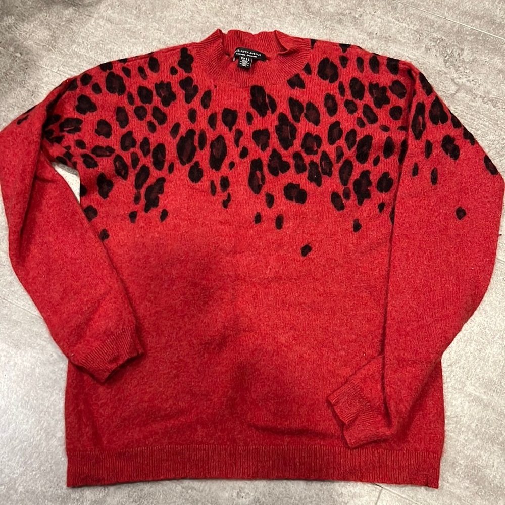 Saks Fifth Avenue Women's 100% Cashmere Animal Print Sweater, Small